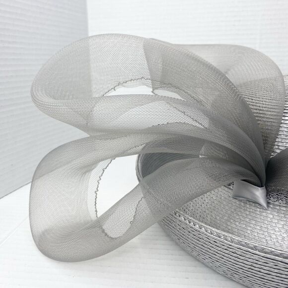 Vintage Glory II Womens Gray Straw Hat with Mesh Detail Derby Church Wedding main image 12